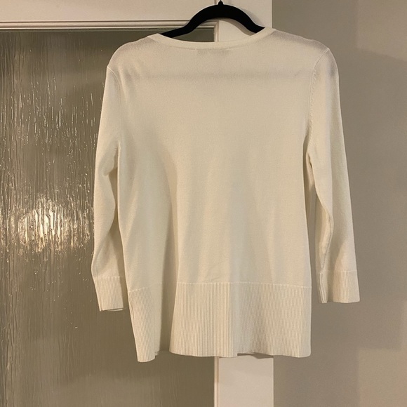 White House Black Market WHBM Snap Front Crew Neck Cardigan, White, Size Medium - Picture 4 of 4